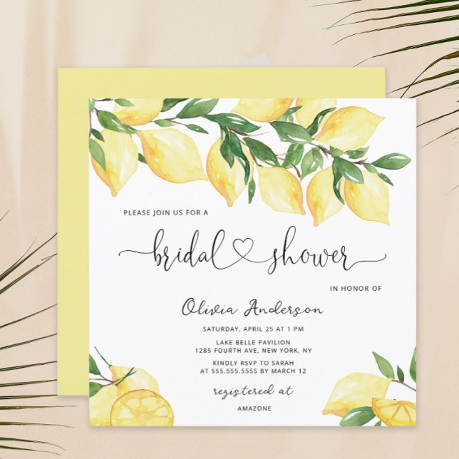 Elegant Lemon Bridal Shower Invitation (Creator Uploaded)
