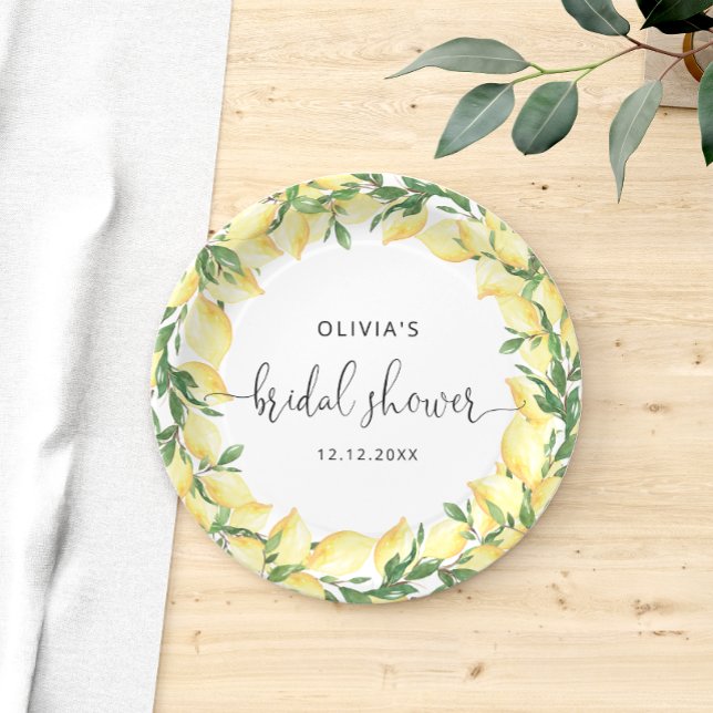 Elegant Lemon Bridal Shower Paper Plate (Creator Uploaded)