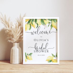 Elegant Lemon Bridal Shower Welcome Poster