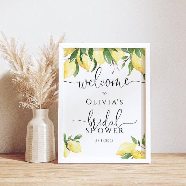 Elegant Lemon Bridal Shower Welcome Poster (Creator Uploaded)