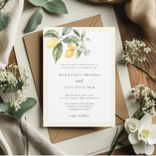 Elegant Lemon Butter Yellow Nature Wedding Invitation