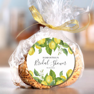 Elegant Lemon Citrus Bridal Shower Classic Round Sticker