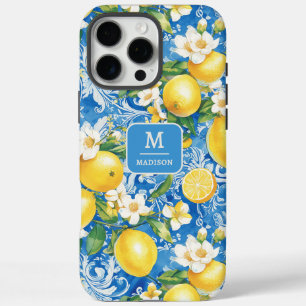 Elegant Lemon Citrus Monogram Personalised Name iPhone 16 Pro Max Case