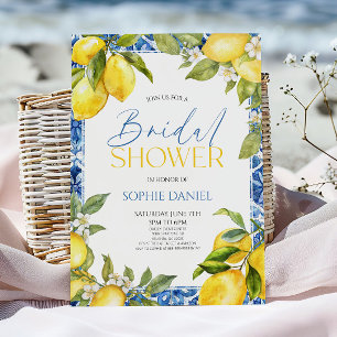 Elegant Lemon Floral Mediterranean Bridal Shower Invitation