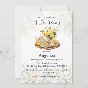 Elegant Lemon Floral Tea Party/ Customize Party Invitation