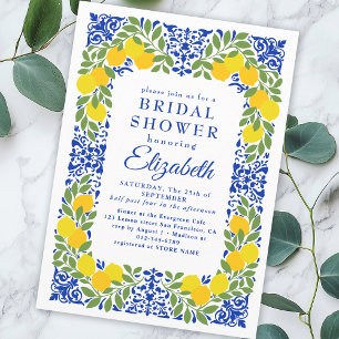 Elegant Lemon Foliage Mediterranean Bridal Shower Invitation