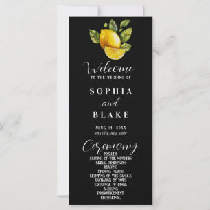Elegant Lemon & Greenery Black Wedding Program