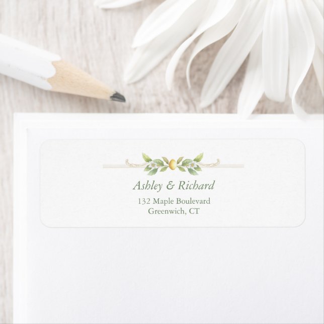 Elegant Lemon Greenery Return Address (Insitu)