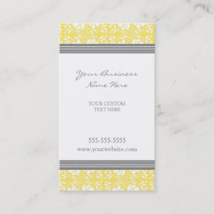 Elegant Lemon Grey Damask Business Cards