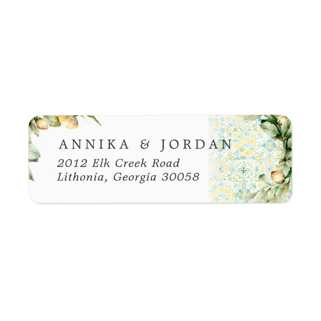 Elegant Lemon Grove | Wedding Address Label (Front)
