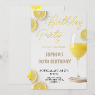 Elegant Lemon-Inspired Birthday Invitation