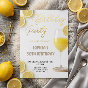 Elegant Lemon-Inspired Birthday Invitation