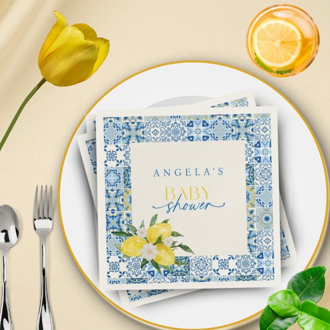Elegant Lemon Mediterranean Baby Shower  Napkin (Creator Uploaded)