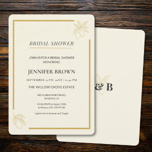 Elegant Lemon Minimal Bridal shower Invitation 