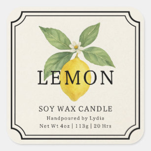 Elegant Lemon Soy Wax Candle Business Label