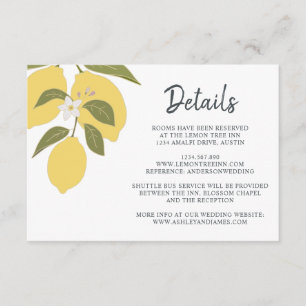 Elegant Lemon Theme Wedding Details Enclosure Card
