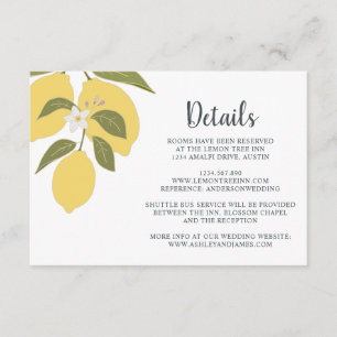 Elegant Lemon Theme Wedding Details Enclosure Card
