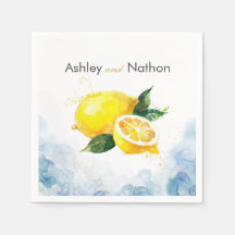 Elegant Lemon Yellow & Blue Watercolor Wedding