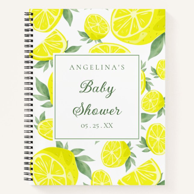 Elegant Lemons Baby Shower Gift List Notebook (Front)