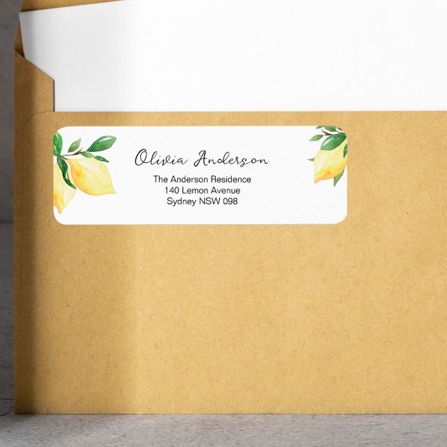Elegant Lemons Bridal Shower Return Address Label (Creator Uploaded)