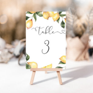 Elegant lemons bridal shower table number