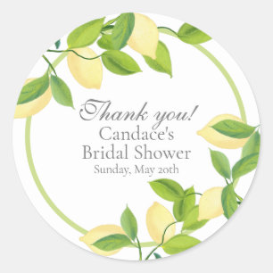 Elegant Lemons Bridal Thank You Classic Round Sticker