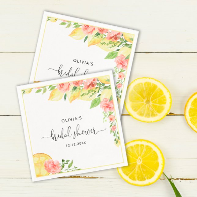 Elegant Lemons Greenery Bridal Shower Napkins (Creator Uploaded)