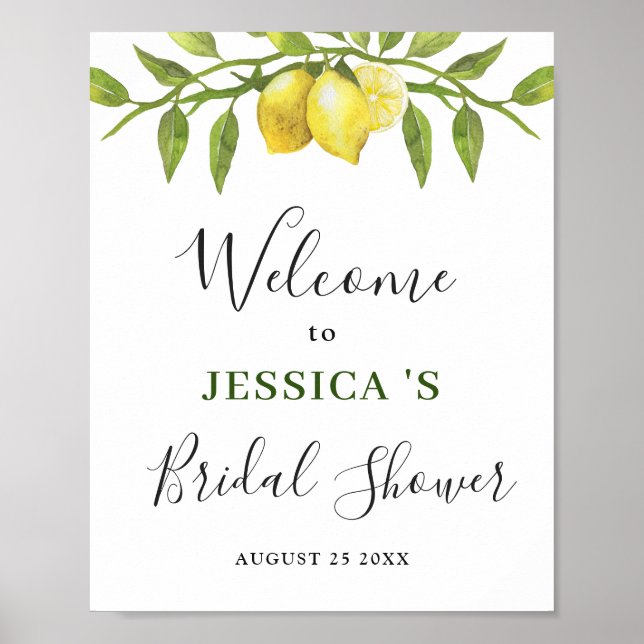 Elegant Lemons Greenery Welcome BRIDAL SGHOWER Poster (Front)
