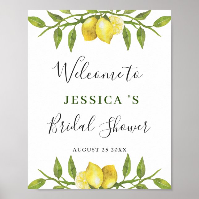Elegant Lemons Greenery WELCOME BRIDAL SGHOWER Poster (Front)