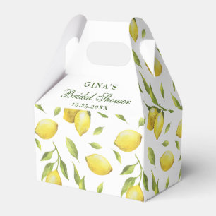 Elegant Lemons Watercolor Greenery BRIDAL SHOWER Favour Box