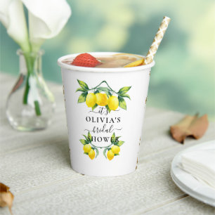 Elegant Lemony Gold Geometric Bridal Shower Paper Cups