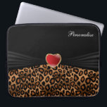 Elegant Leopard Animal Print with a Red Heart Laptop Sleeve<br><div class="desc">Elegant leopard animal prints sleeve with a red heart. Electronic Laptop Sleeves. ⭐This Product is 100% Customisable. Graphics and /or text can be added, deleted, moved, resized, changed around, rotated, etc... 99% of my designs in my store are done in layers. This makes it easy for you to resize and...</div>