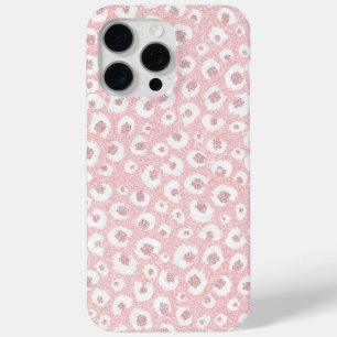 Elegant Leopard Pattern Rose Gold Pink White  iPhone 15 Pro Max Case