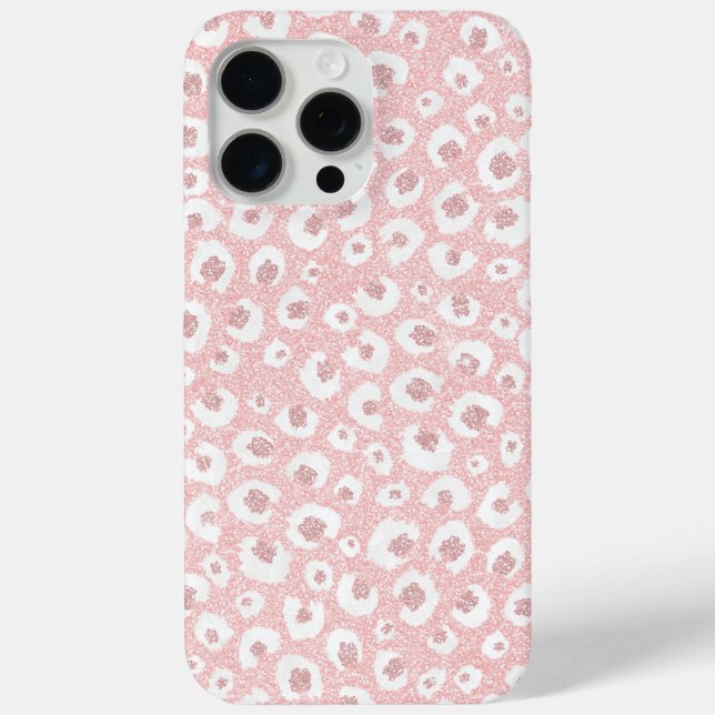 Elegant Leopard Pattern Rose Gold Pink White  Case-Mate iPhone Case (Back)