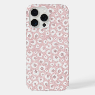 Elegant Leopard Pattern Rose Gold Pink White iPhone 15 Pro Max Case