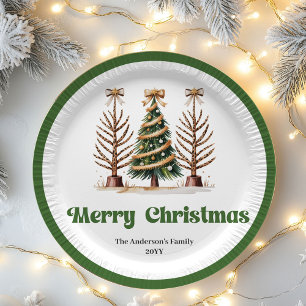 Elegant Leopard Print Christmas Tree Paper Plates