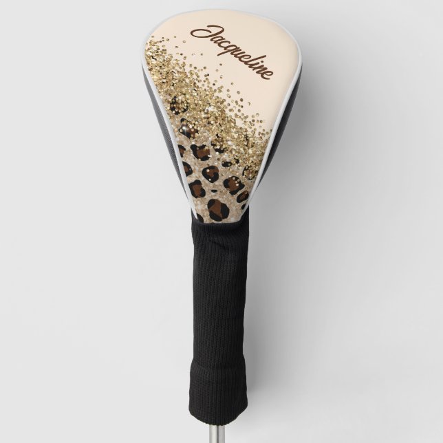 Elegant Leopard Print Golf Head Cover (Front)
