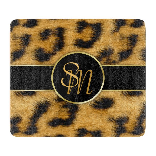 Elegant Leopard Print Monogram - Cutting Board (Front)