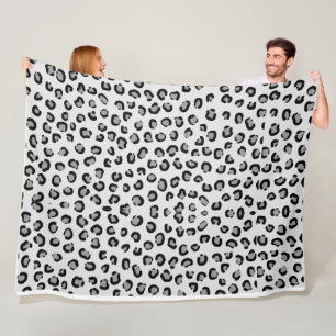 Elegant Leopard Print Monogram Fleece Blanket