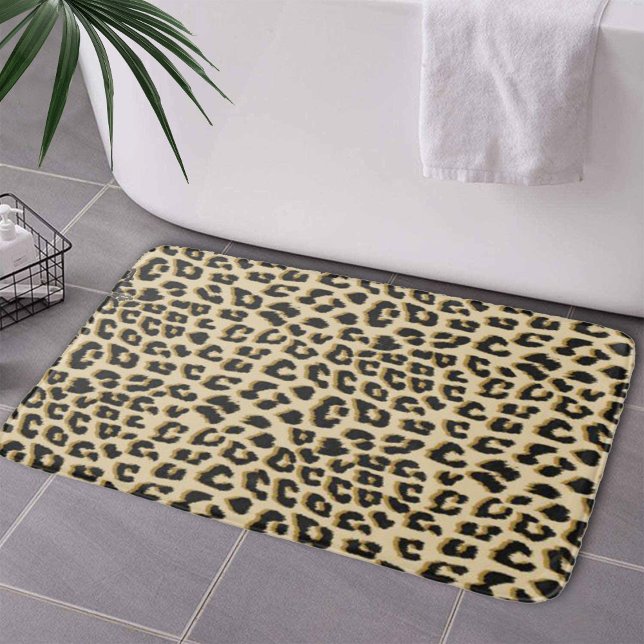 Elegant Leopard Print Pattern Bath Mat (Tan Leopard Print Bath Mat by Looly Elzayat
)