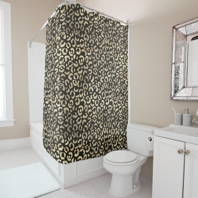 Elegant Leopard Print Shower Curtain (In Situ)