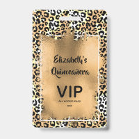 Elegant Leopard Quinceañera Invite VIP Pass