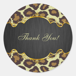 Elegant Leopard Themed Thank You Wedding Stickers