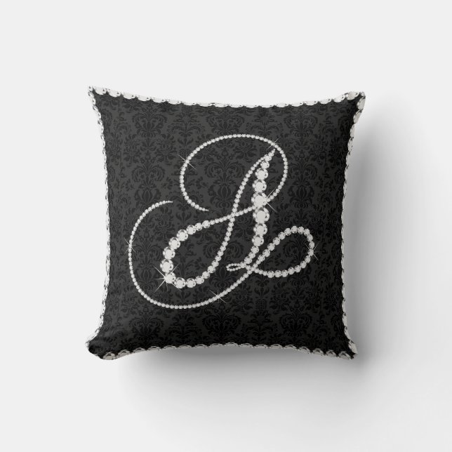 Elegant Letter A Sparkling Diamonds -Monogram Cushion (Front)