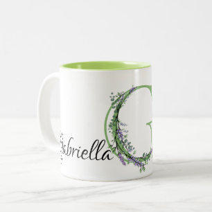 Elegant Letter G monogram lavender personalise  Two-Tone Coffee Mug