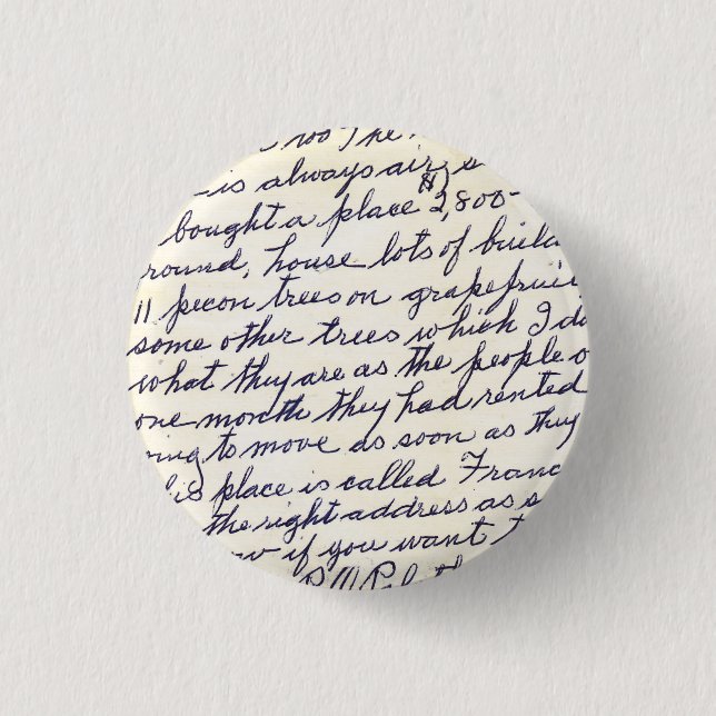 Elegant Letter Handwritten with Love 3 Cm Round Badge (Front)