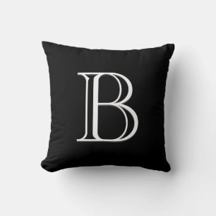 Elegant Letter Monogram Initial Black & White Cushion
