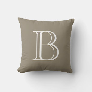 Elegant Letter Monogram Initial Chic Mocha Brown Cushion