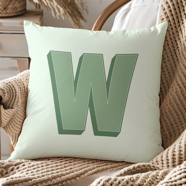 Elegant Letter W Monogram Personalized Initial Cushion (Creator Uploaded)