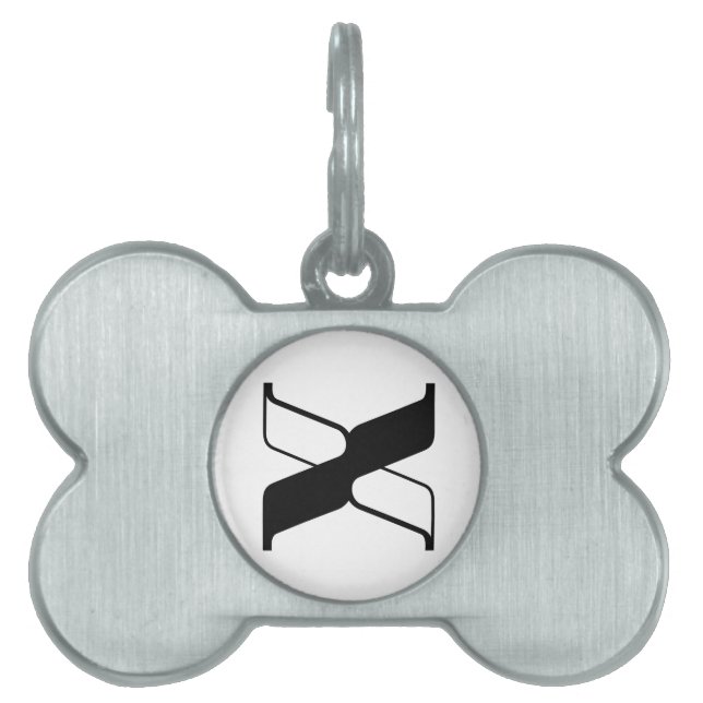 Elegant Letter X Monogram Pet ID Tag (Front)